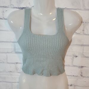 John Galt Ribbed Stretchy Cropped Tank Top